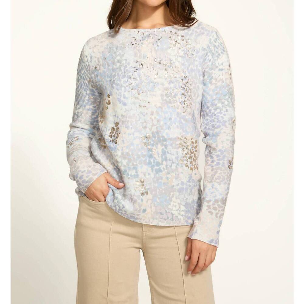 NEW FDJ mireille metallic printed sweater in spectral neutral